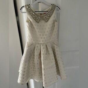 Cream metallic shine a line polka dot dress